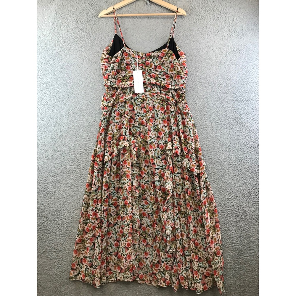 New Lush Floral Print Maxi Dress Sleeveless Ruched Spaghetti Strap Sundress XL